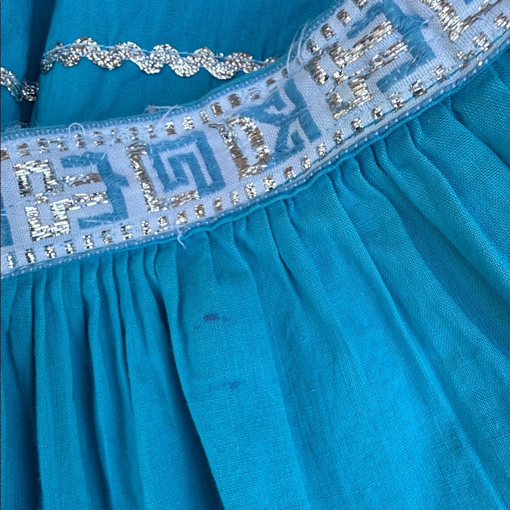 Vintage Vibrant Blue Full-Circle Retro Glam Square Dance Gypsy Midi Skirt - Picture 12 of 16